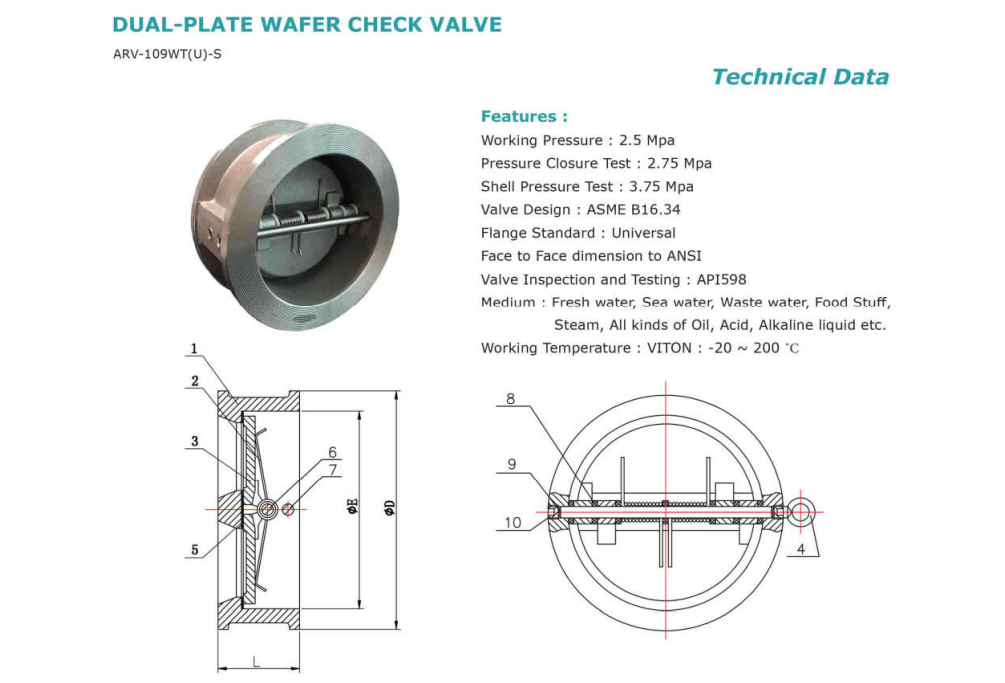 Van 1 chiều cánh bướm Arita ARV - 109WT(U)-S