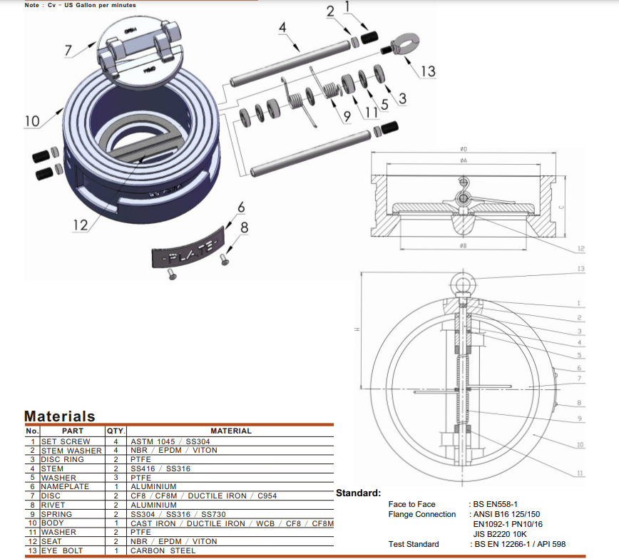 Van 1 chiều cánh bướm Arita ARV-WDU420211