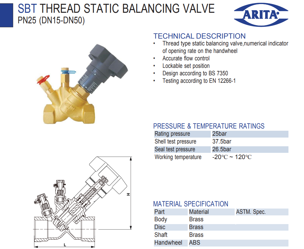 Van cân bằng thân đồng Arita