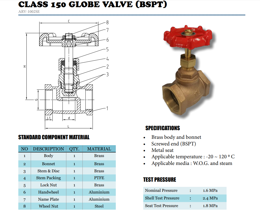Van cầu đồng brass Arita ARV-1002SE